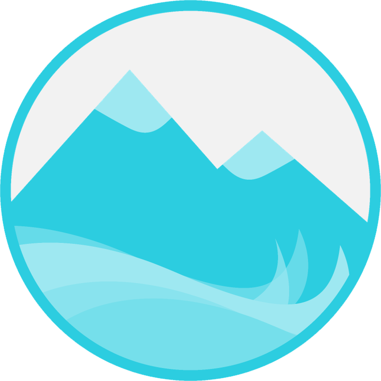 Changes in climate icon - Sun rising between two mountains