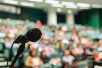 Microphone on podium